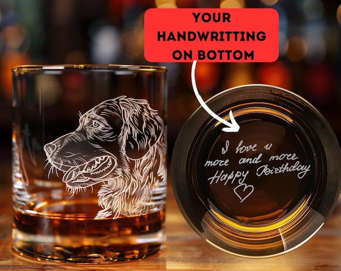 Personalized Fathers Day Whiskey Glass Gift, Custom Photo Engraved Glass, Dog Gift, Dog Memorial Gift, Custom Portrait Glass
