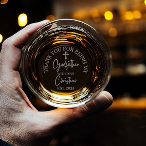 Custom Father&#39;s Day Gifts for Godfather - Personalized Godfather Gift on Rock Glass - Whiskey Glass Gifts from Goddaughter