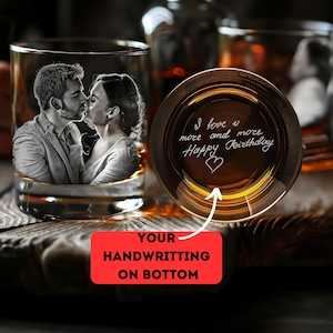 Vaso de whisky personalizado con foto – Grabado a mano, Caja de madera VIP imagen 1