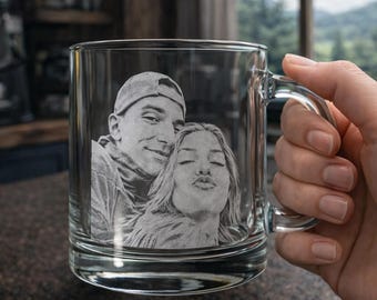 Taza con foto personalizada, grabado de retrato, texto grabado, recuerdo, homenaje, regalo, madre, padre, pareja, boda, vacaciones.