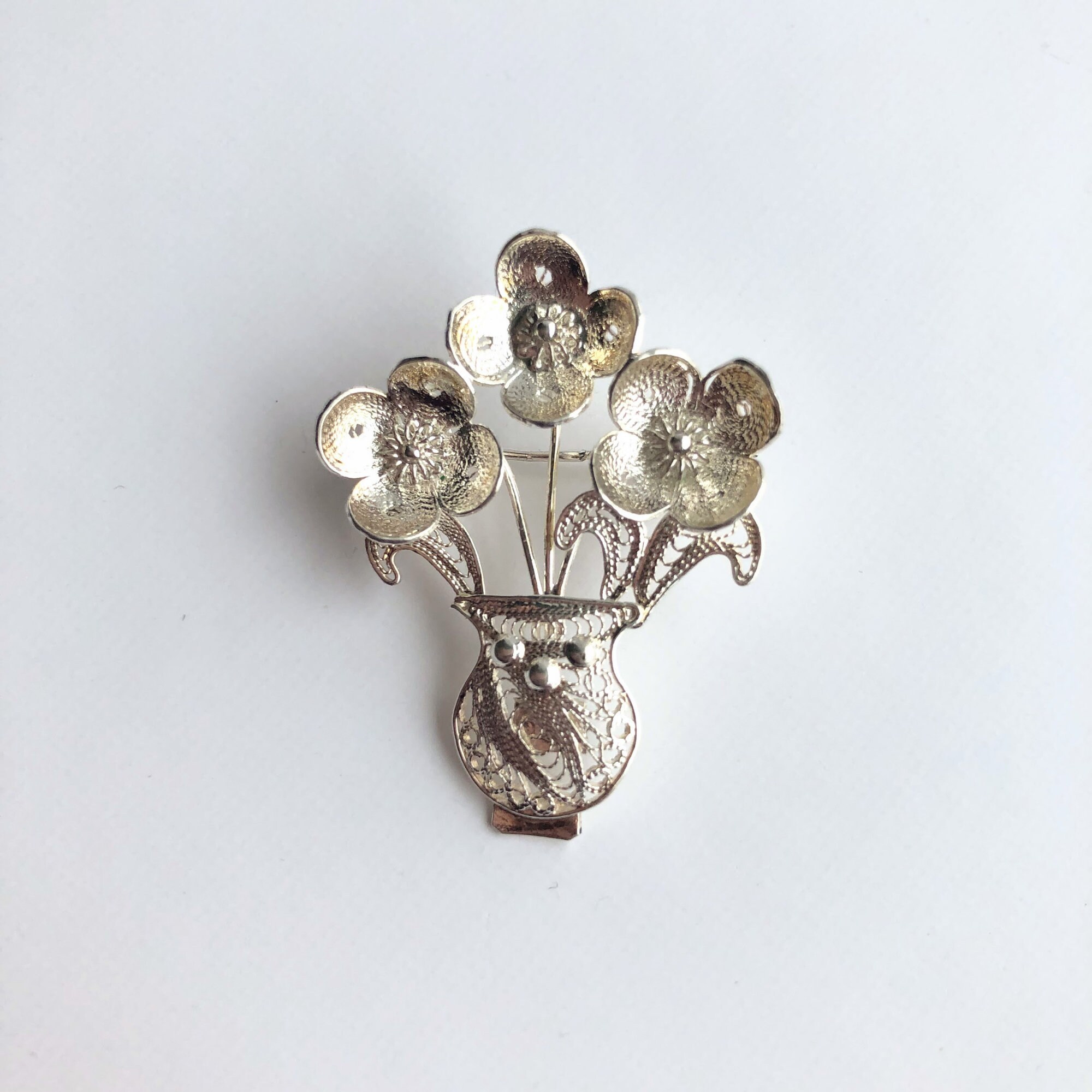 Ensemble 1900 Art Nouveau Argent Collier Et Broche Décor De