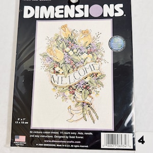 カードサイズ Ctd クロスステッチキット ウェルカムブーケ 5"x7" 刺繍キット 中古 NIP、すべての材料、簡単な説明書付き 米国製
