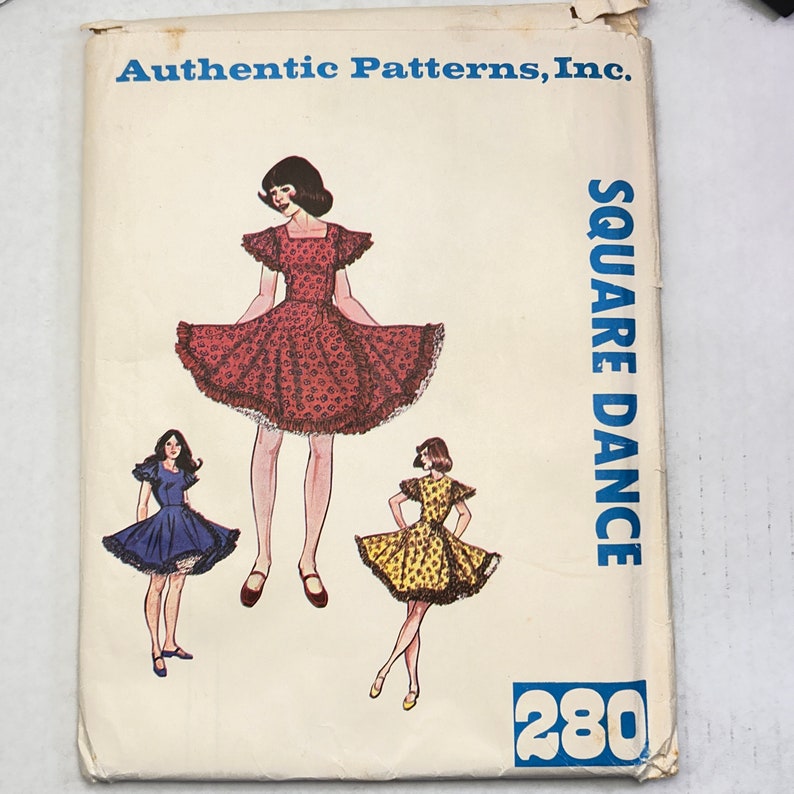 Authentic Patterns Square Dance Dress Pattern 280 Ruffled Full Twirl ...