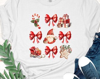 Christmas Coquette Bow T-Shirt, Christmas Tree Cake T-Shirt, Aesthetic Christmas Shirt, Girly Christmas Graphic Tee, Comfort Colors Shirt,