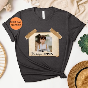 Personalized Vintage Photo And Year, Custom T-Shirt With Picture Custom 30th Birthday Gift Vintage 30th Birthday Party Vintage Est 1995 Tee,