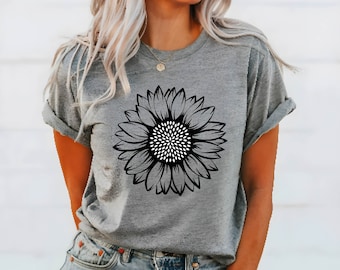 Sunflower Graphic Tee - Women's Floral Print Fall Shirt