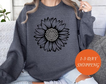 Womens Sunflower Sweatshirt, Floral Tee Hoodie, Fall Fashion