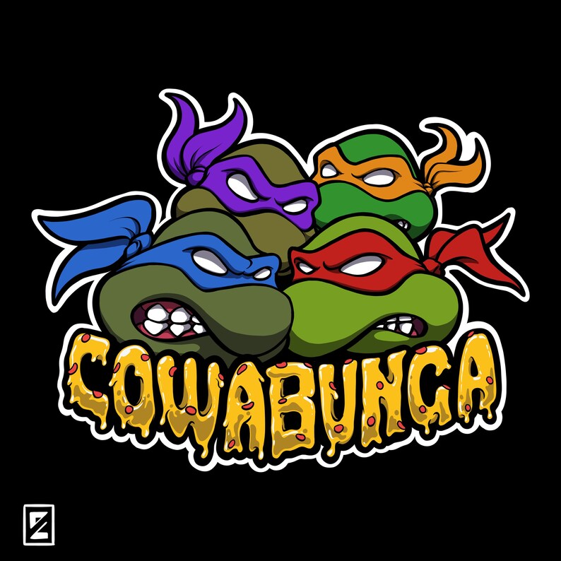 Sticker / Autocollant Tortue Ninja Cowabunga Fond blanc / Effet holographique image 3