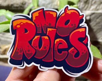 Sticker / Autocollant "No Rules" - Fond blanc / Effet holographique