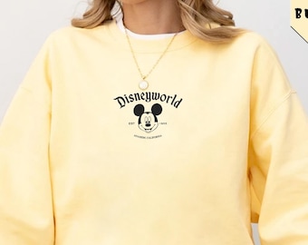 Embroidered Disneyworld Est 1955 Sweatshirt, Retro Disneyworld California Sweater, Disney Vacation Crewneck, Mickey And Friends, Walt Disney