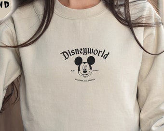 Embroidered Disneyland Est 1955 Sweatshirt, Retro Disneyland California Sweater, Disney Vacation Crewneck, Mickey And Friends, Walt Disney