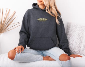 Custom College Embroidered Hoodie, Personalized College Hoodie, Senior Picture Hoodie, School Graduation Hoodie, Customized College Hoodie