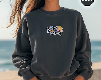 Embroidered Lizzie McGuire Booked & Busy Sweatshirt, Disney Family Matching Sweat, Cartoon Lizzie McGuire Sweat, Comfort Colors Sweat
