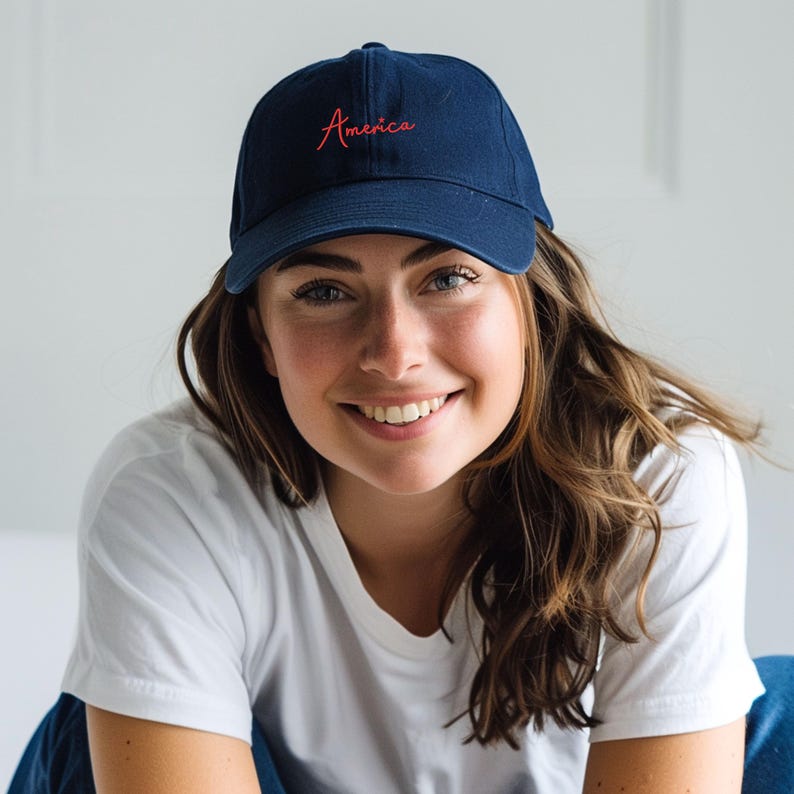 Gorra de béisbol bordada estadounidense, gorra estética estadounidense, gorra de EE. UU., gorra MAGA, gorra clásica estadounidense de regalo, gorra de partidario de Trump, gorra patriótica imagen 2