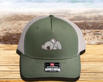 Embroidered Lazy Koala Richardson Cap, Koala Lover Hat, Animal Lover Gift, Cute Koala Cap, Koala Mom Hat, Koala Bear Cap, Koala Kid Cap