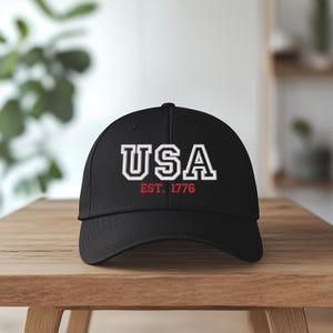 Embroidered USA Est 1776 Baseball Hat, Aesthetic America Lover Cap, USA Hat, United States Of America Cap, Patriotic Hat