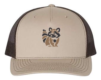 Embroidered Raccoon Hat, Silly Raccoon Hat, Raccoon Trucker Hat, Cute Raccoon Cap, Gift For Animal Lover, Funny Raccoon Graphic Hat