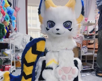 Custom Fursona Partial Fursuit: Kemono Head, Paws Tail and Feet. CHOOSE COLORS & PATTERNS