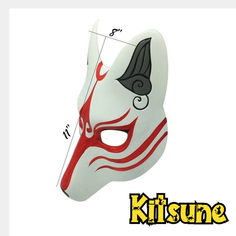 Kitsune Kabuki Fox Mask, Fursuit Mask, Fursona, Furry Cosplay, Full ...