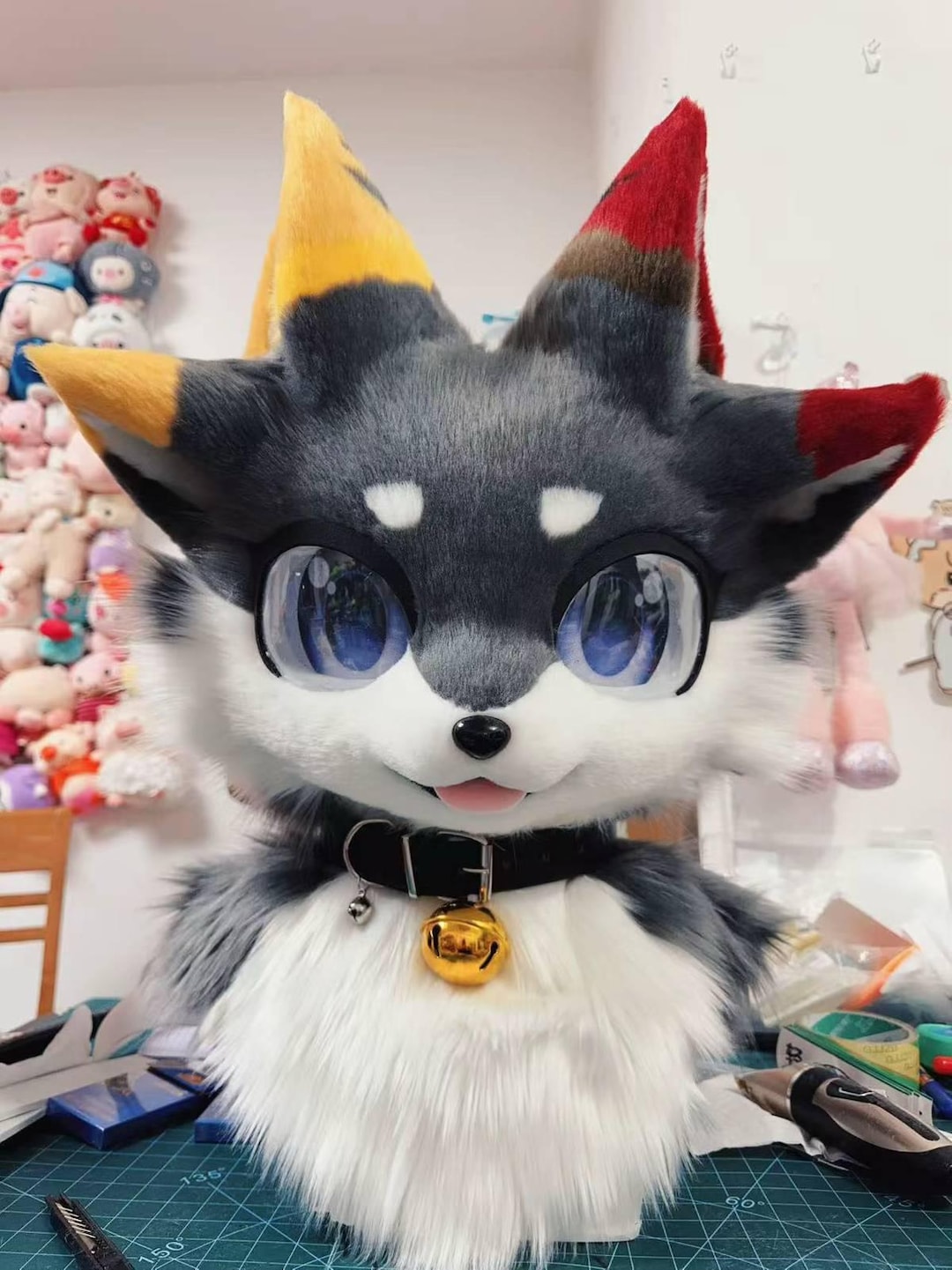 手作りのケモノファースーツヘッドピース：カスタムコスプレファー