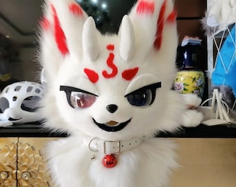 Handmade Fursona Fursuit Head: Cosplay Kemono Mask