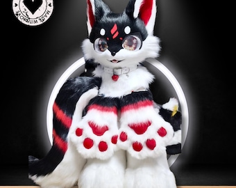 Partials Fursona Fur Suit. Head Piece, Tail, Paws, Kemono Head Furry, Fursuit Mask, Beautifully Crafted, Fursuit Custom. Soft, Furry Anime