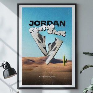 Retro Travis Scott Jordan 1 Low Mocha Poster, SOFORTIGER DOWNLOAD, Cactus Jack, Geschenk für Musikliebhaber, HYPEBEAST, Sneakerhead