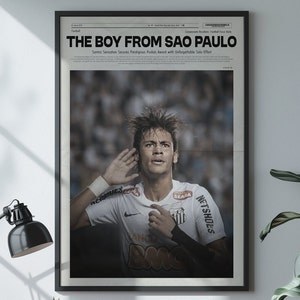 Vintage Neymar Jr. Poster, Instant Download, Brazil Art, Gift for soccer fans, Football Wall Art
