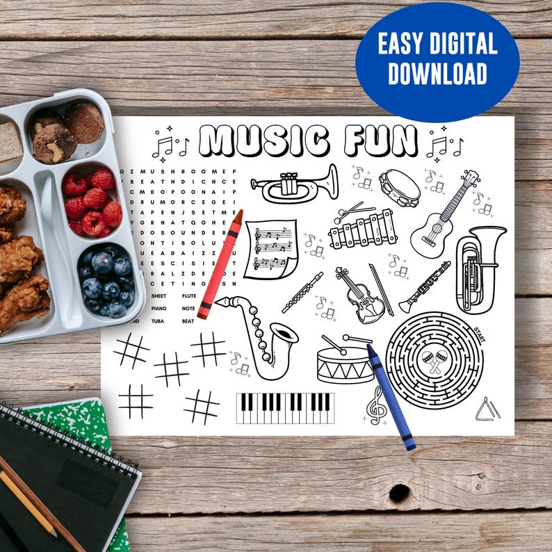 Music Class Activity Coloring Page, Kids Band Teacher Sheet, Printable ...
