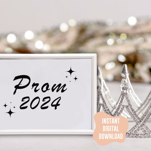 Prom 2024 photo prop sign, Senior Prom PRINTABLE Digital, gift for her Junior Prom night instant download poster print, group picture sign