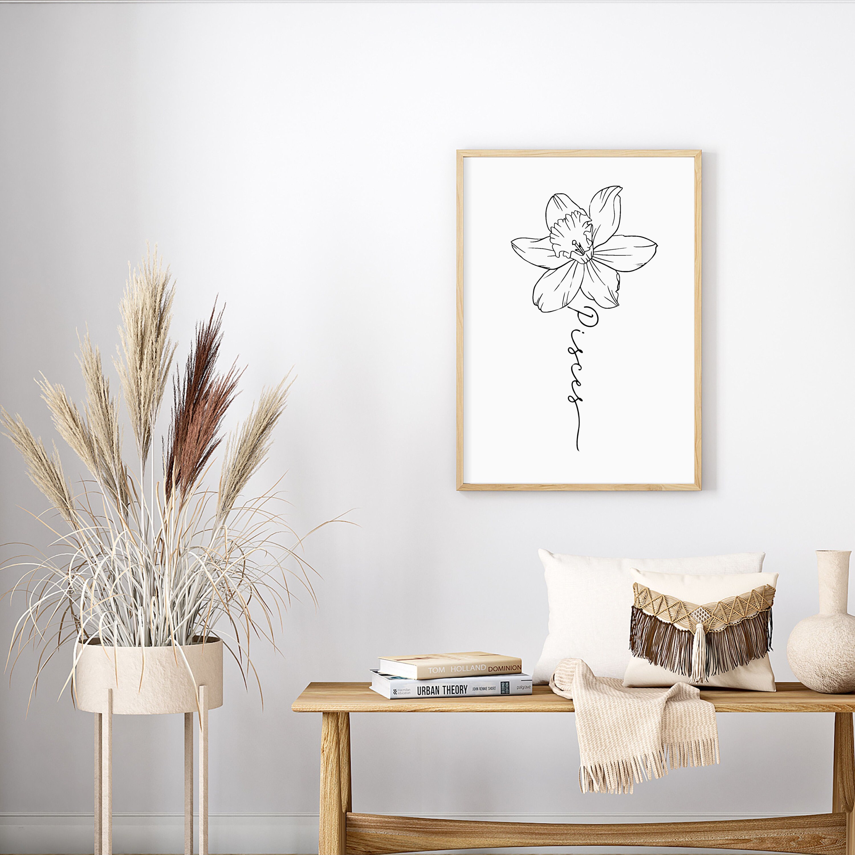 Daffodil Zodiac Pisces March Birth Flower PRINTABLE Digital Wall Art