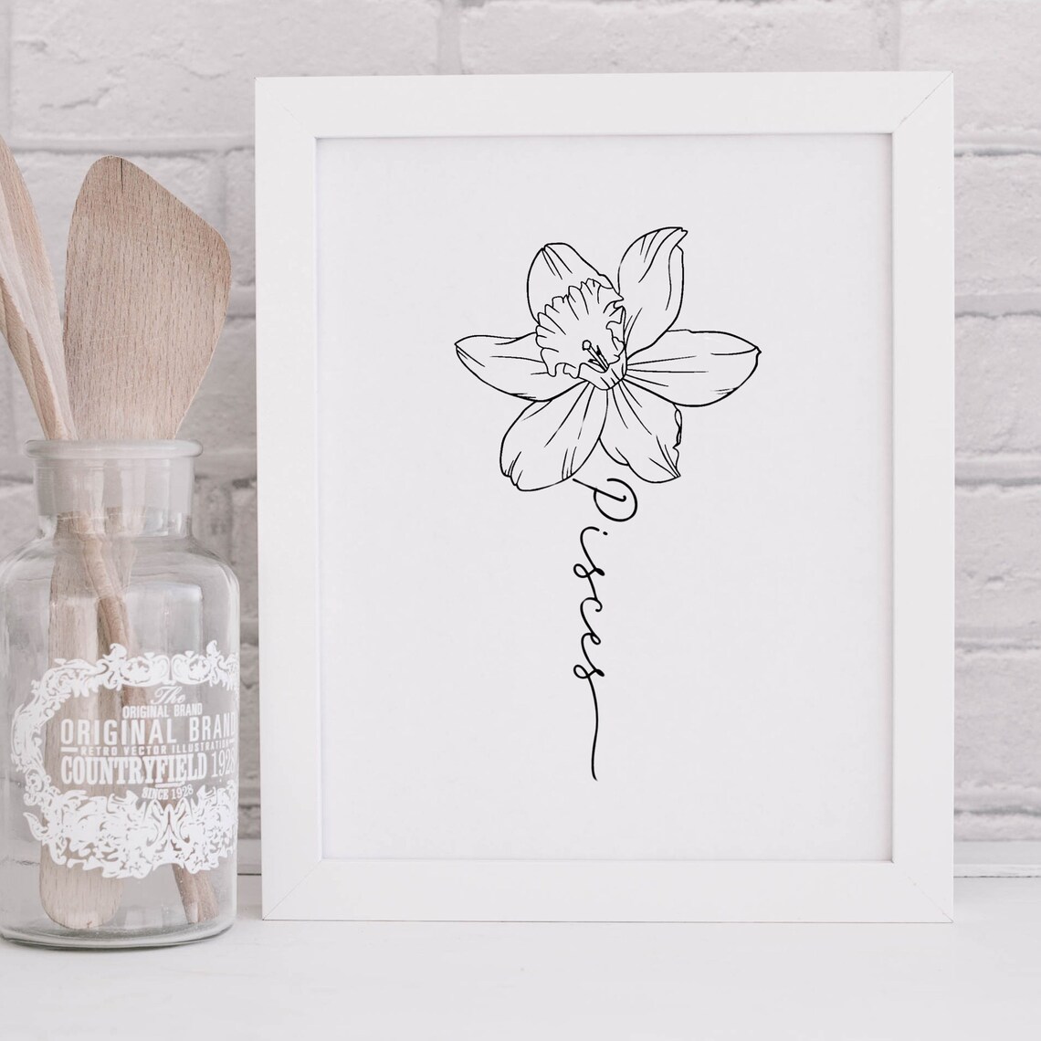 Daffodil Zodiac Pisces March Birth Flower PRINTABLE Digital Wall Art