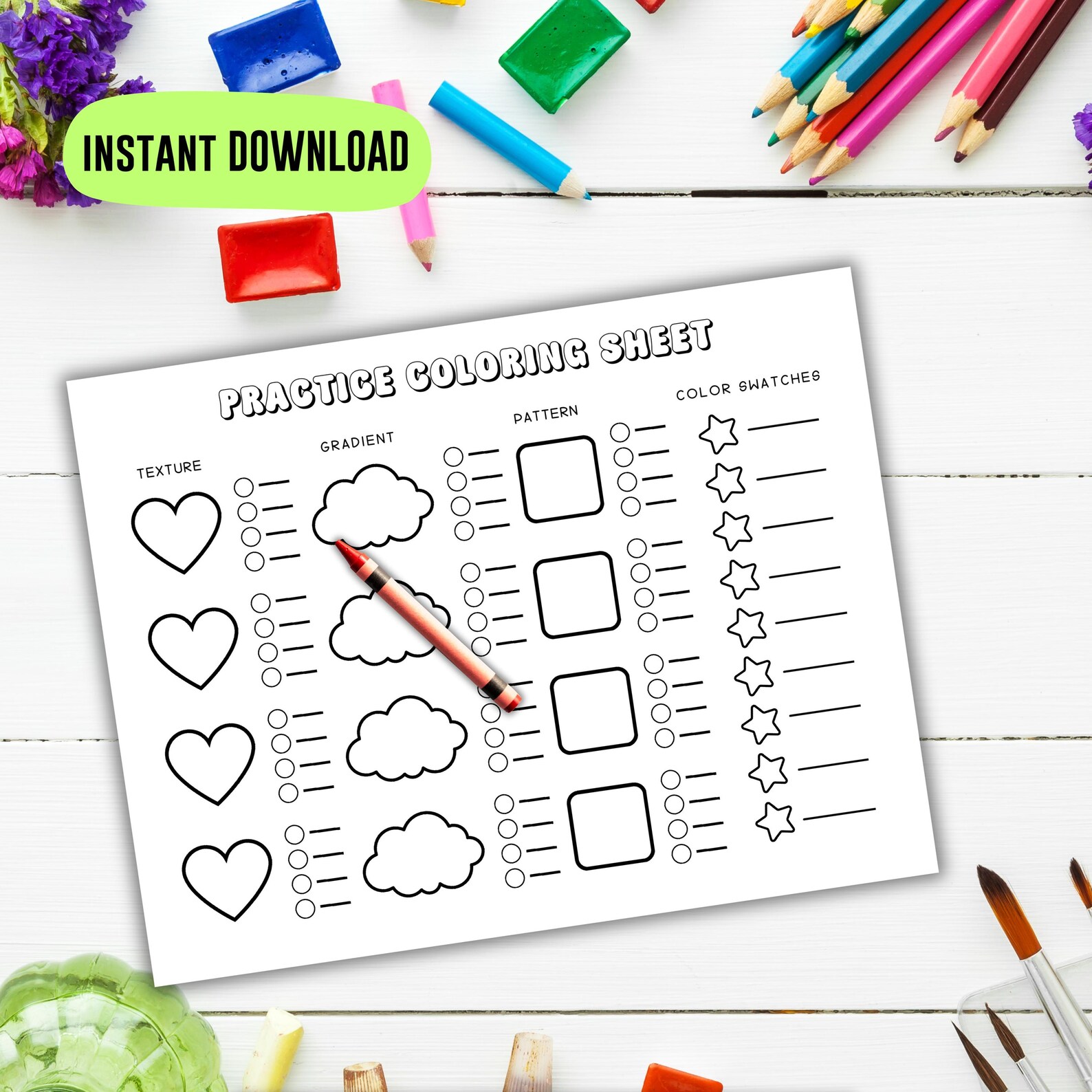 Practice Coloring Sheet, Texture Gradient Pattern (digital Download) - Etsy