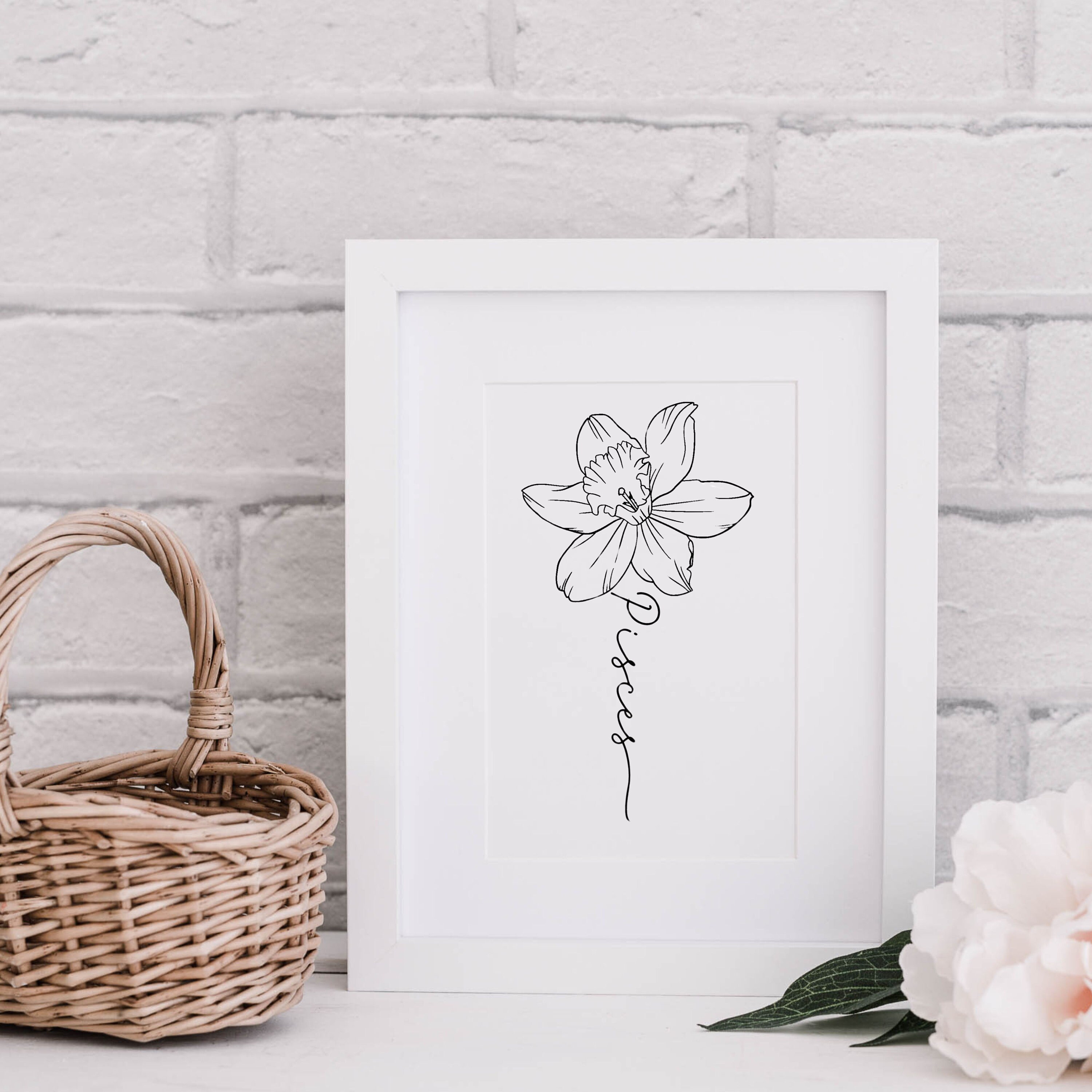 Daffodil Zodiac Pisces March Birth Flower PRINTABLE Digital Wall Art