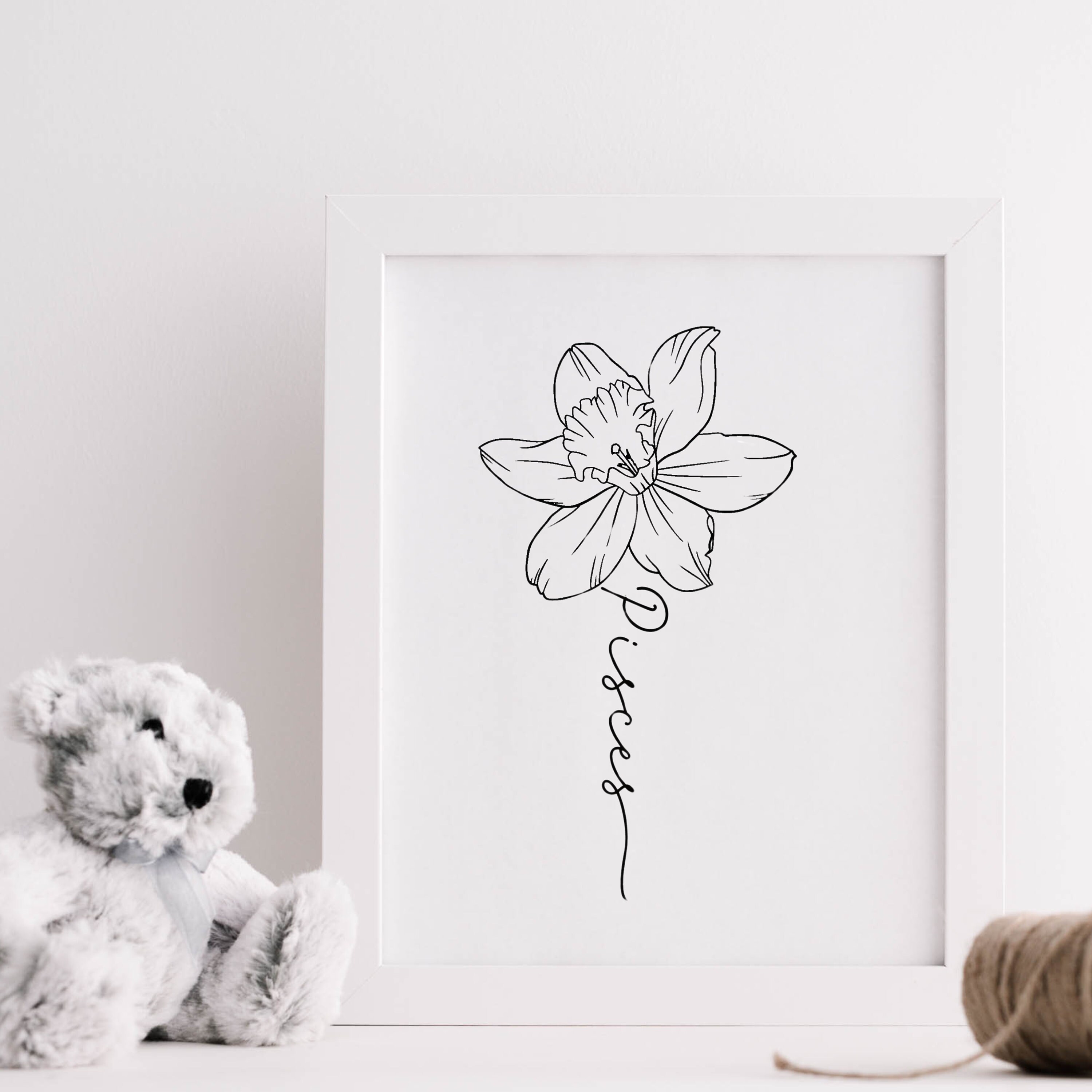 Daffodil Zodiac Pisces March Birth Flower PRINTABLE Digital Wall Art