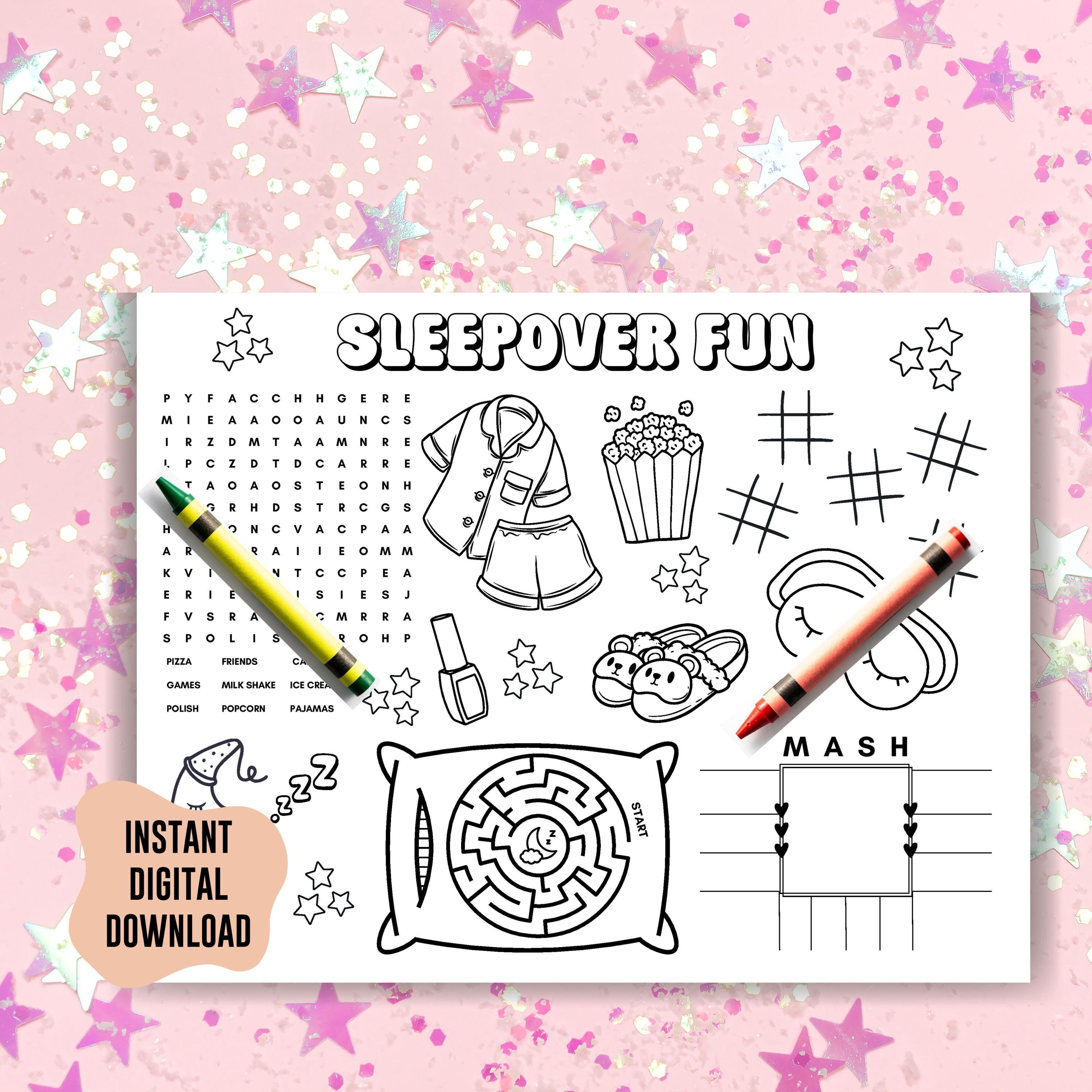 Girl Slumber Party Games Bundle, Sleepover MASH Printable Activities ...