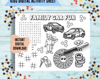 Digital Car Dealership Auto body shop activity sheet, kid waiting room download games, automotive maze coloring sheet, Insurance word search