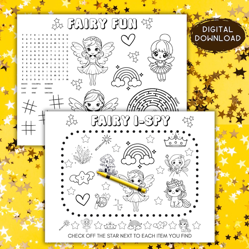 Fairy Coloring Pages, Girl Birthday Activity Sheet, Kids Party Favor ...
