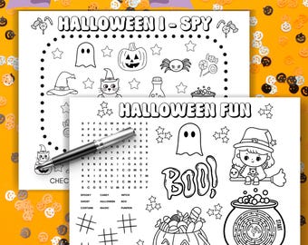 Halloween kid coloring sheet, party digital download Fall Candy activity, class pumpkin word search maze , printable witch spooky game ispy