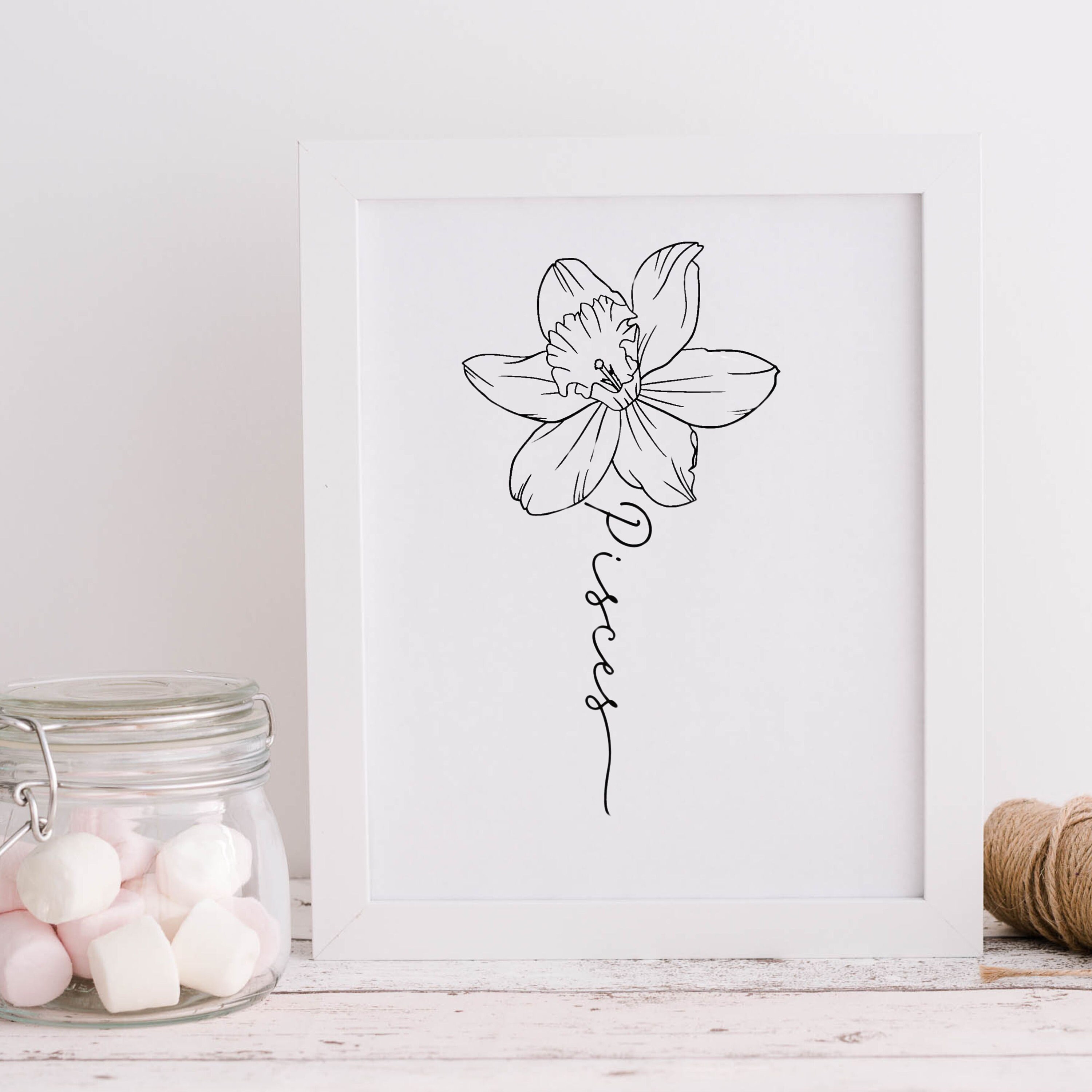 Daffodil Zodiac Pisces March Birth Flower PRINTABLE Digital Wall Art