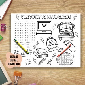 Fifth Grade Coloring Activity Sheets, Printable Welcome Game, Kids 5th ...