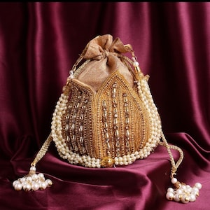 Handmade Designer Embroidered Lotus Potli Bags