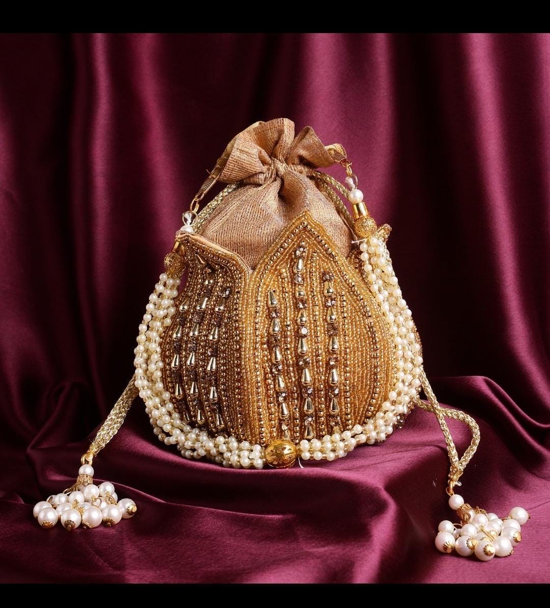 Handmade Designer Embroidered Lotus Potli Bags