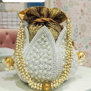 Handmade Designer Embroidered Lotus Potli Bags