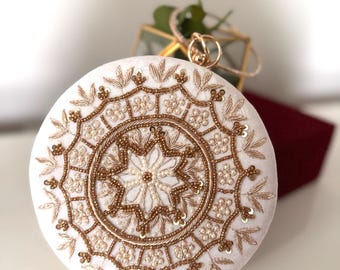 Round clutch bangle bag, Indian Embroidered Handbag, Mothers Day Gift, Return Gift, Birthday Gift, Bridesmaid Gift