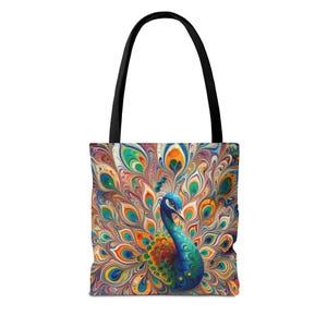 Vibrant Peacock Tote Bag, Colorful Reusable Shopping Bag, Eco-Friendly Tote, Boho Chic Handbag, Gift for Animal Lovers
