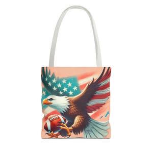 Patriotic Eagle Football Tote Bag: American Flag Carryall