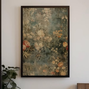 Baroque Floral Framed Vintage Wall Art, Vintage European Tapestry Wall Decor, Bathroom Wall Art