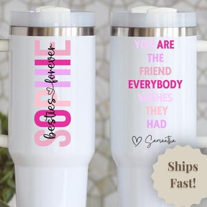 Personalized Besties Tumbler 40oz, Custom Travel Cup for Best Friends, Perfect Best Friend Gift for Birthday or Friendship Celebration