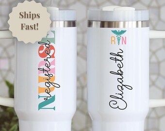 Personalized Nurse Tumbler 40oz: RN Gift, Custom Name